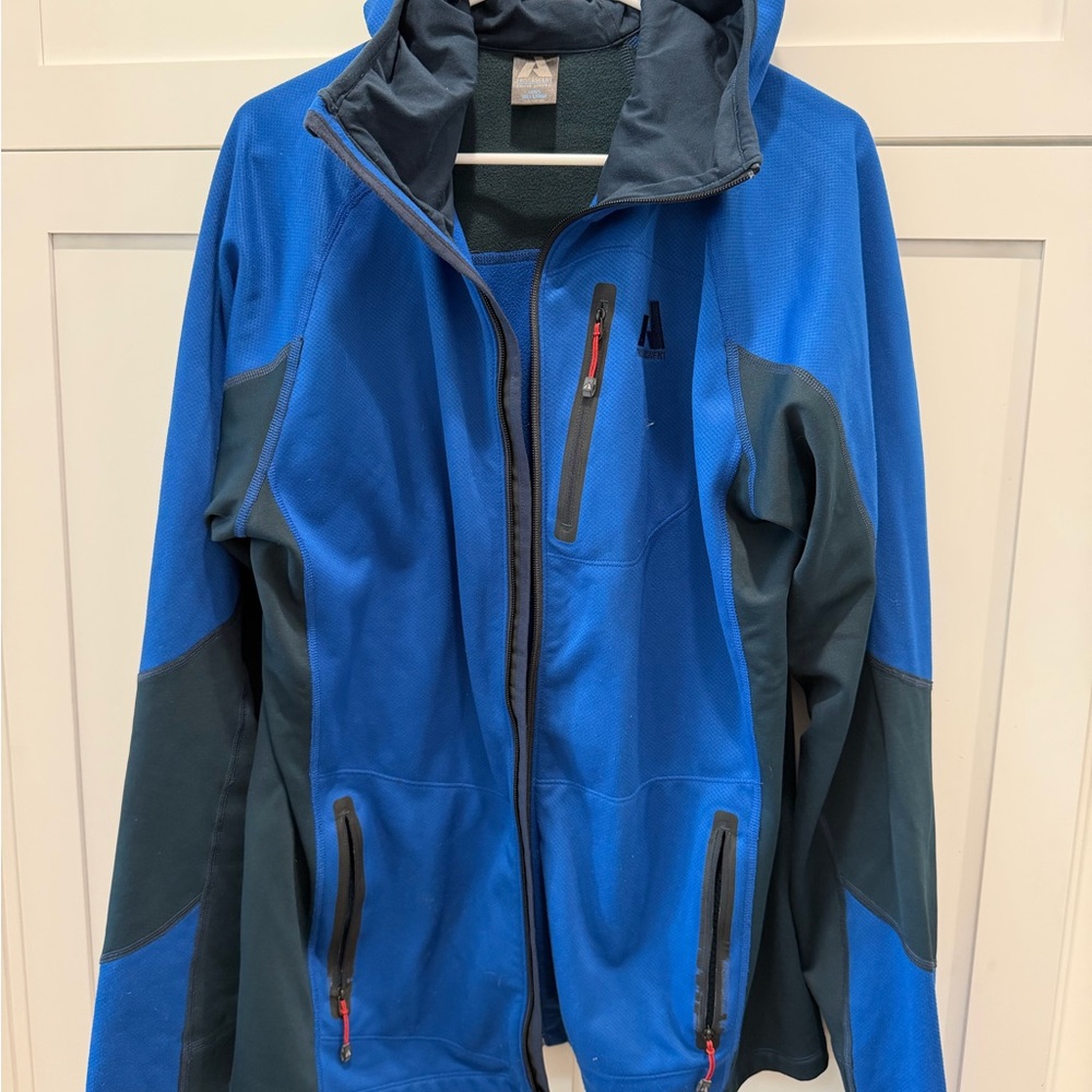 Eddie Bauer Men's First Ascent Blue Fleece full zip hooded Jacket Tall Large